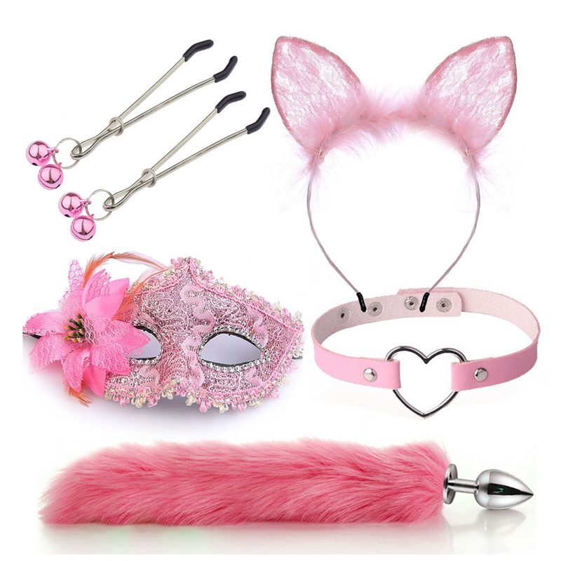 Headband Metal Plug Fox Tail Toys Cosplay Plush Funny Romance Game Lady Couples 5pcs Bdsm Set