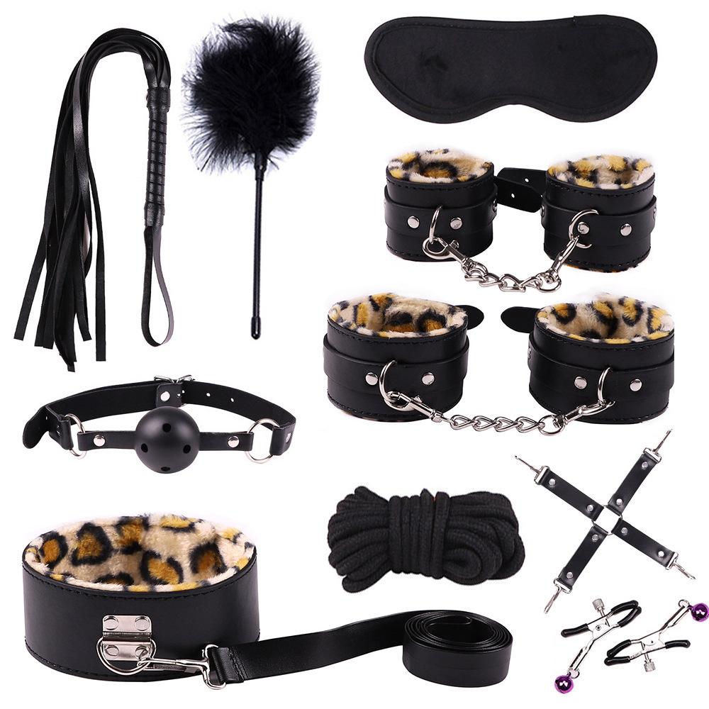 Bondage Gear Leather Sm Product Sets 10 Pcs Bdsm Bondage Restraints Kit Women Sex Toys For Couples Erotic Handcuffs