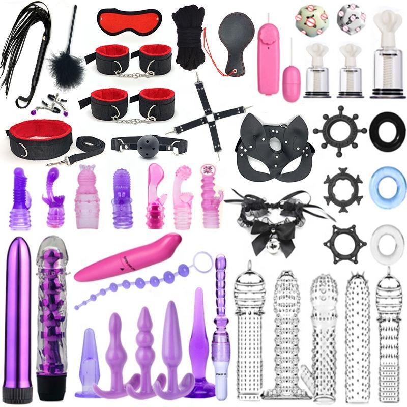 2023 Hot Sell 47 Pcs Bdsm Restraints Kit Bondage Eye Mask Blindfolds Soft Wrist Ankle Handcuff Sex Bondage Sm Kit Bdsm Products
