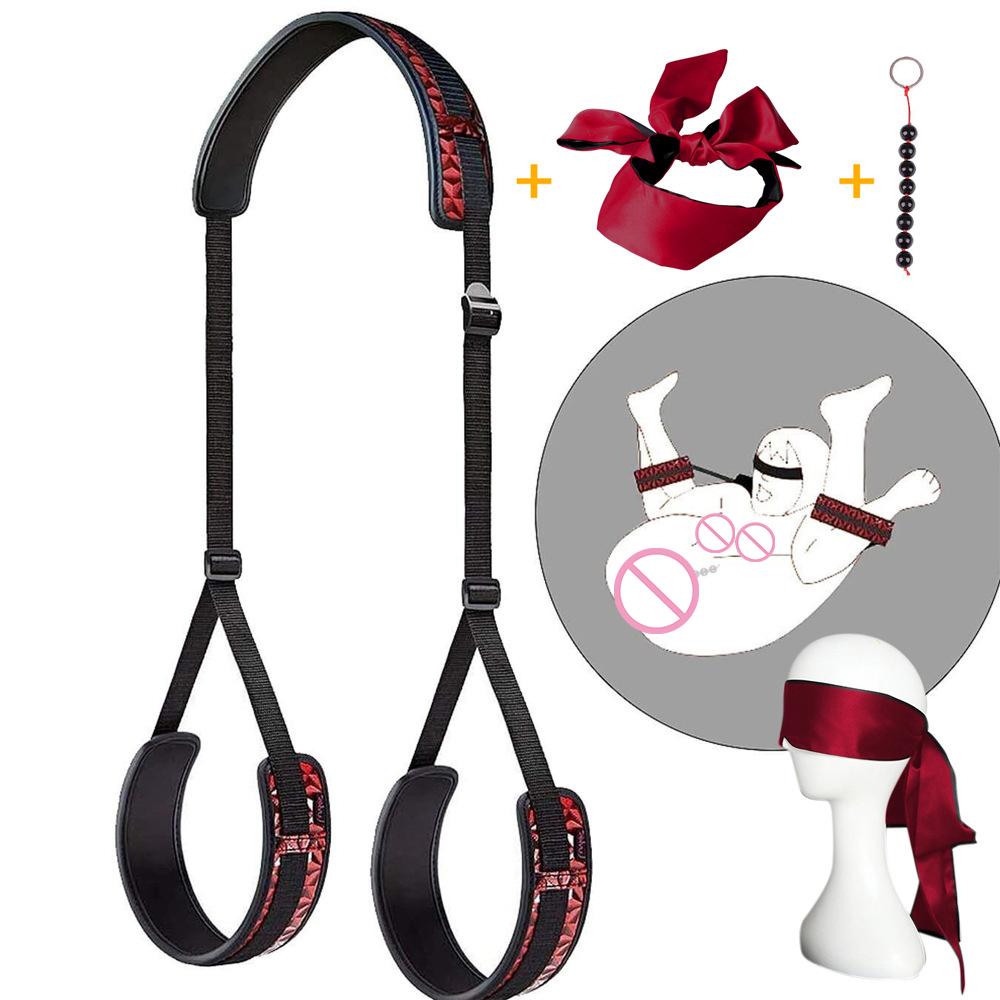 Sex Bondage Bdsm Kit Adjustable Handcuffs Collar Blindfold Sm Adult Games,Detachable Bondaged Kit Adult Red Handcuffs Bondage