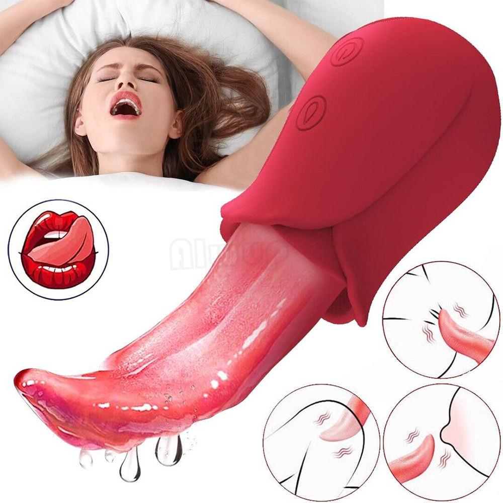 Adult Goods Realistic Tongue Licking Rose Vibrators Sex Toys For Adult Women With Vibradores Punto G Y Clitoris Massager