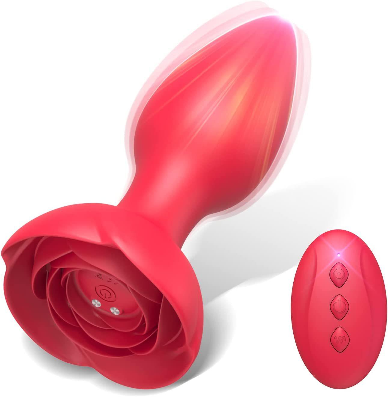Wholesale Rose Anal Plug Wireless Remote Control Erotic Masturbation Vibrator Silicone Anal Plug Massager For Women