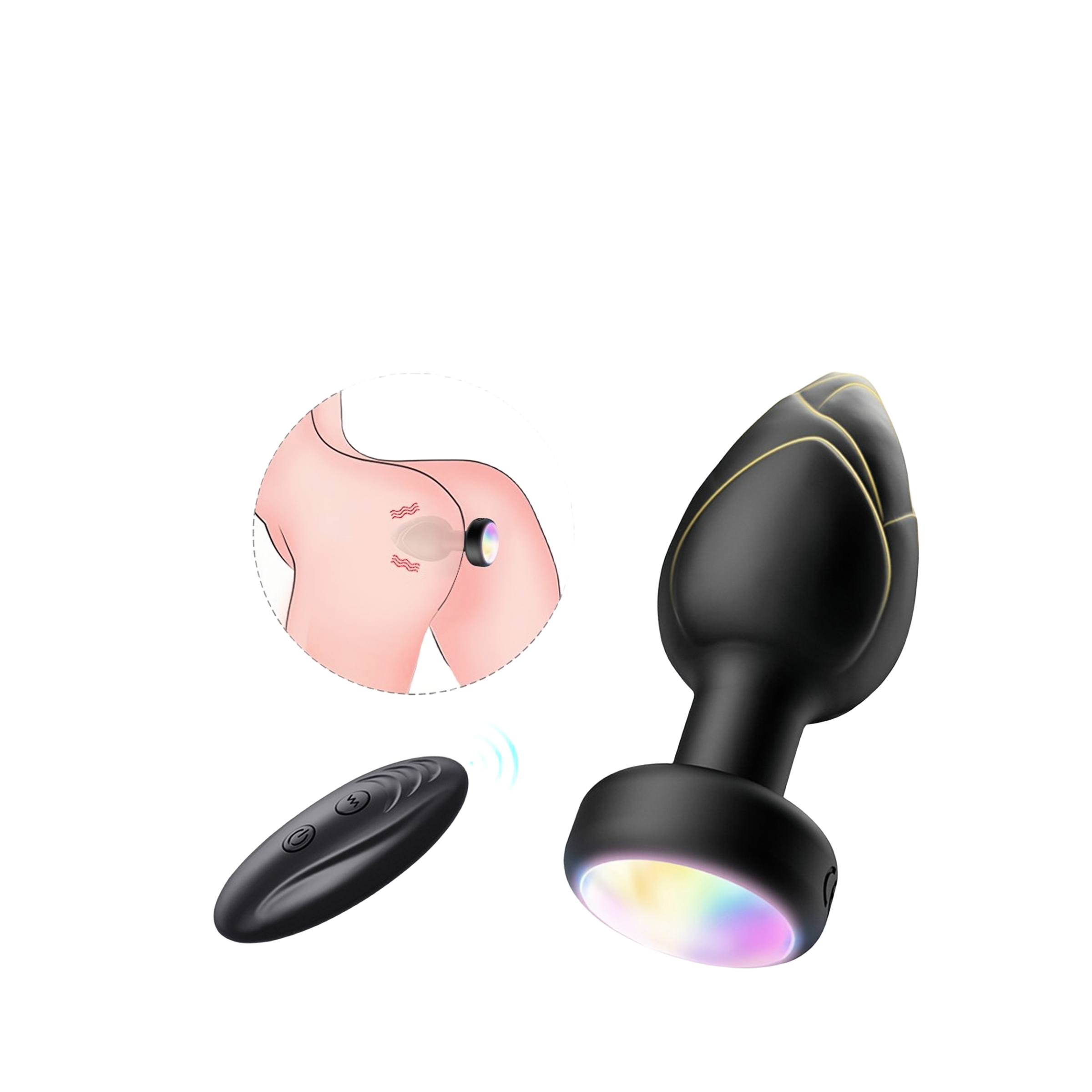 Adult Goods Led Flashing Anal Plug Wireless Remote Control Erotic Masturbation Silicone Vibrators Anal Plug For Men And Women