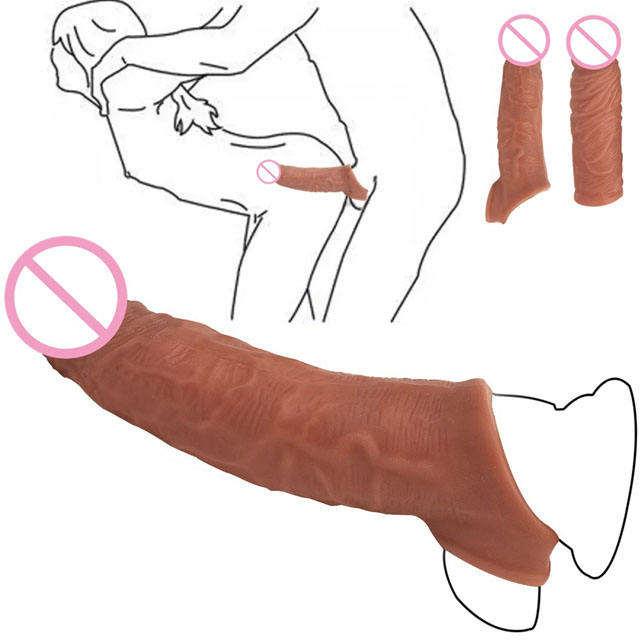 Realistic Penis Sleeve Extender Reusable Tpe Dildos Condom Delay Ejaculation Dick Enlargement Adult Goods Sex Toys For Men
