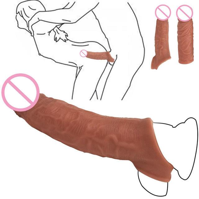Hot Selling Realistic Penis Sleeve Extender Reusable Tpe Dildos Condom Delay Ejaculation Dick Enlargement Sex Toys For Men