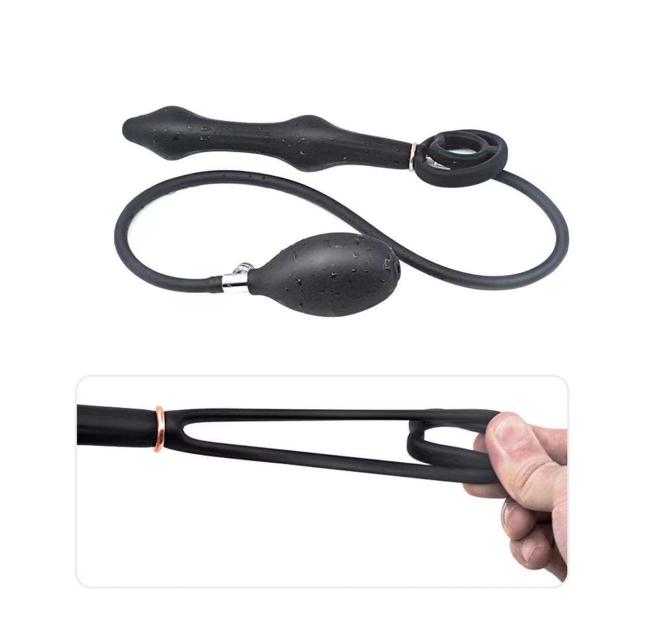 Separable Unisex Double-ball Vibrating Inflatable Anal Plug Posterior Chamber Expansion Vaginal Orgasm Pull Bead