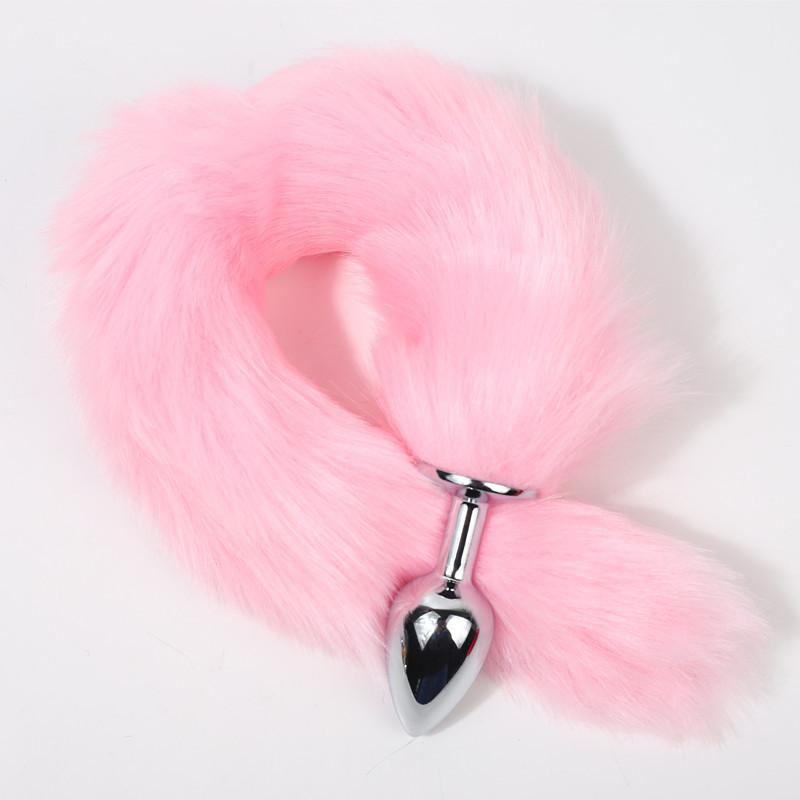 Multi-color Artificial Fox Tail Metal Anal Plug Adult Sex Toys