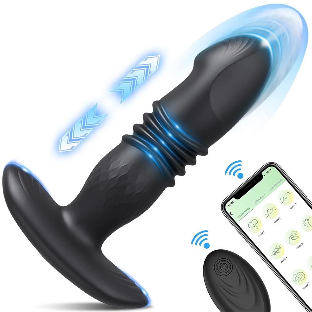 Anal Butt Plug Vibrator Wireless Remote Control Thrusting And Vibration Dildo 2in1 Prostate Massager For Woman And Man Pleasure