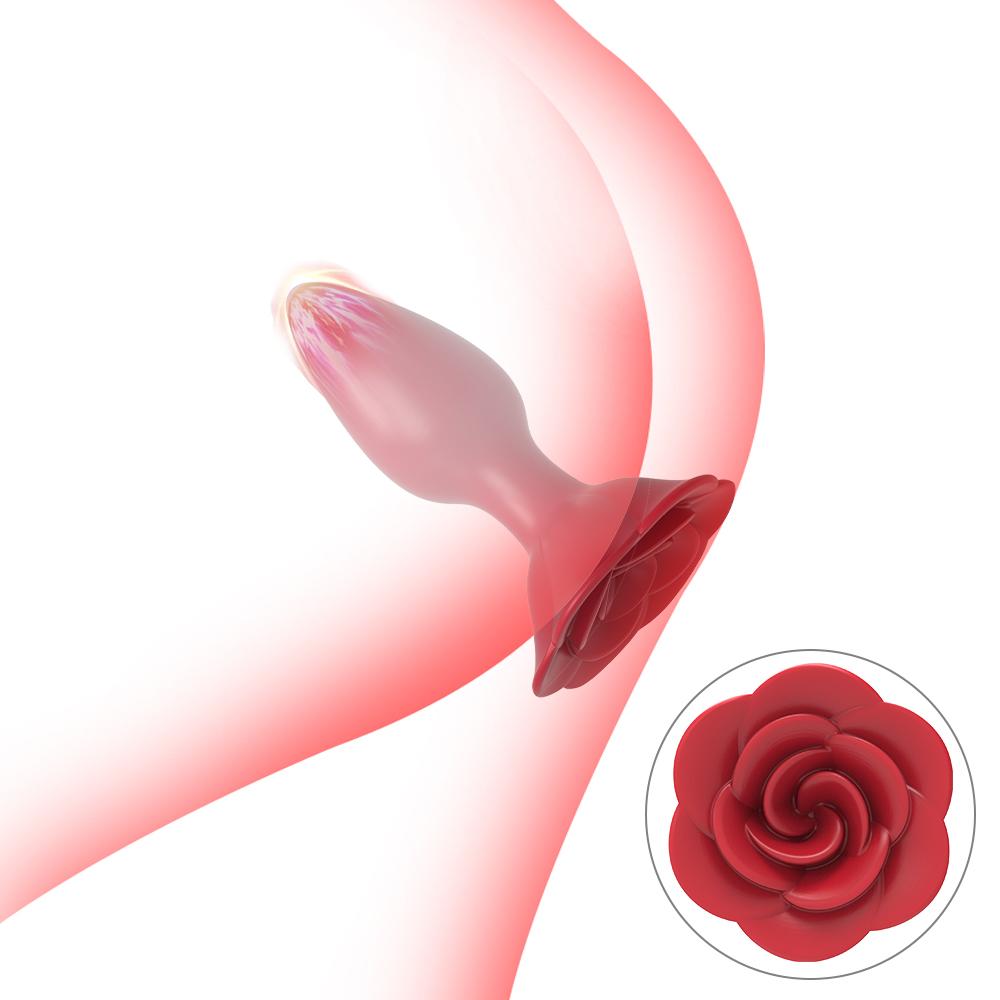  Rose Shape Butt Plug Vibrator Silicone Rose Tail Vibration Effect Can Be Customized Male Prostate Massager Anal Sex Toy