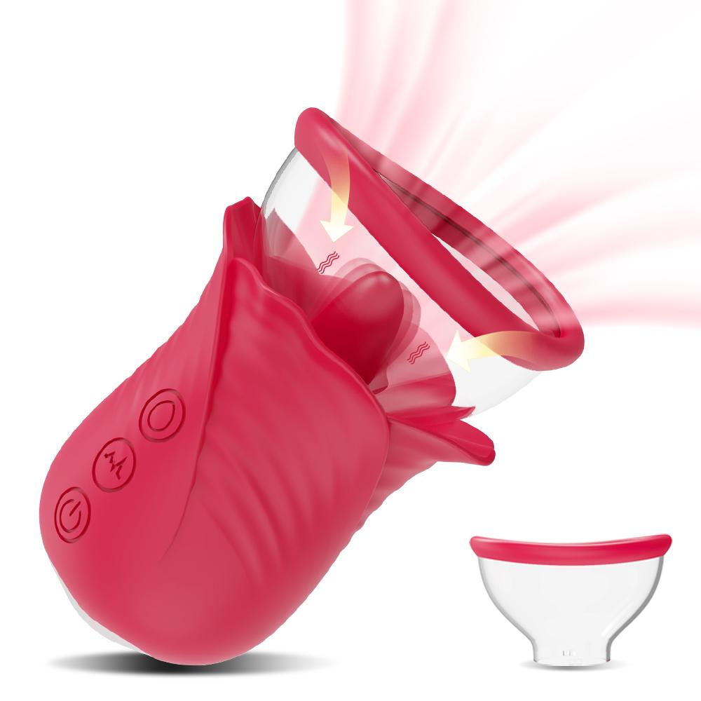 Lesbian Masturbator Imitate Tongue Licking Orgasm To Stimulate Clitoral G-spot Rose Petal Vibrator