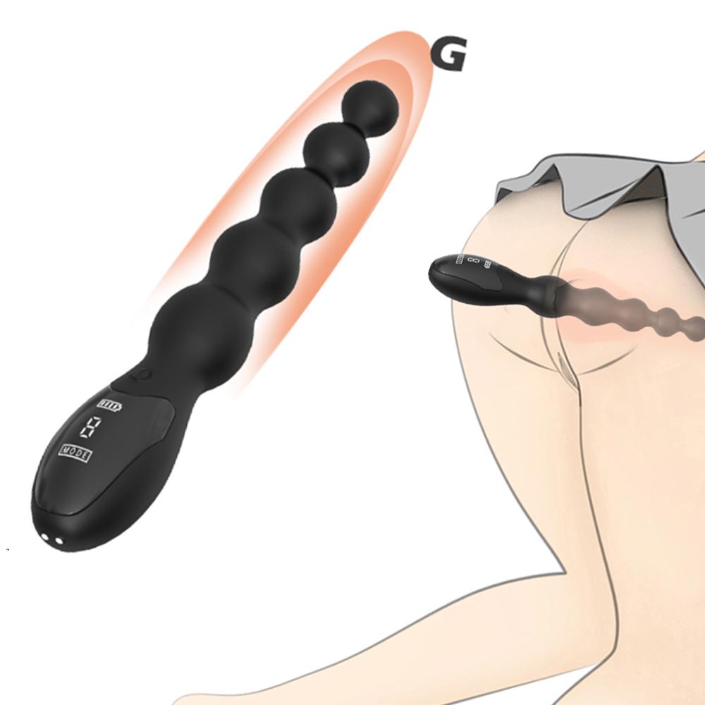 Hot Selling Silicone Anal Beads Anal Butt Plug Vibrator Sex Toys For Adult Woman Ring Pull Ball With Digital Display