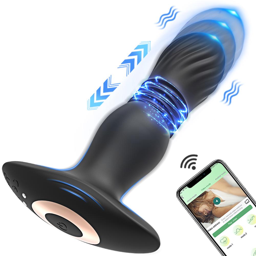 12 Telescopic And Vibration Mode 2 In 1 Prostate Massager Anal Butt Plug For Women And Men