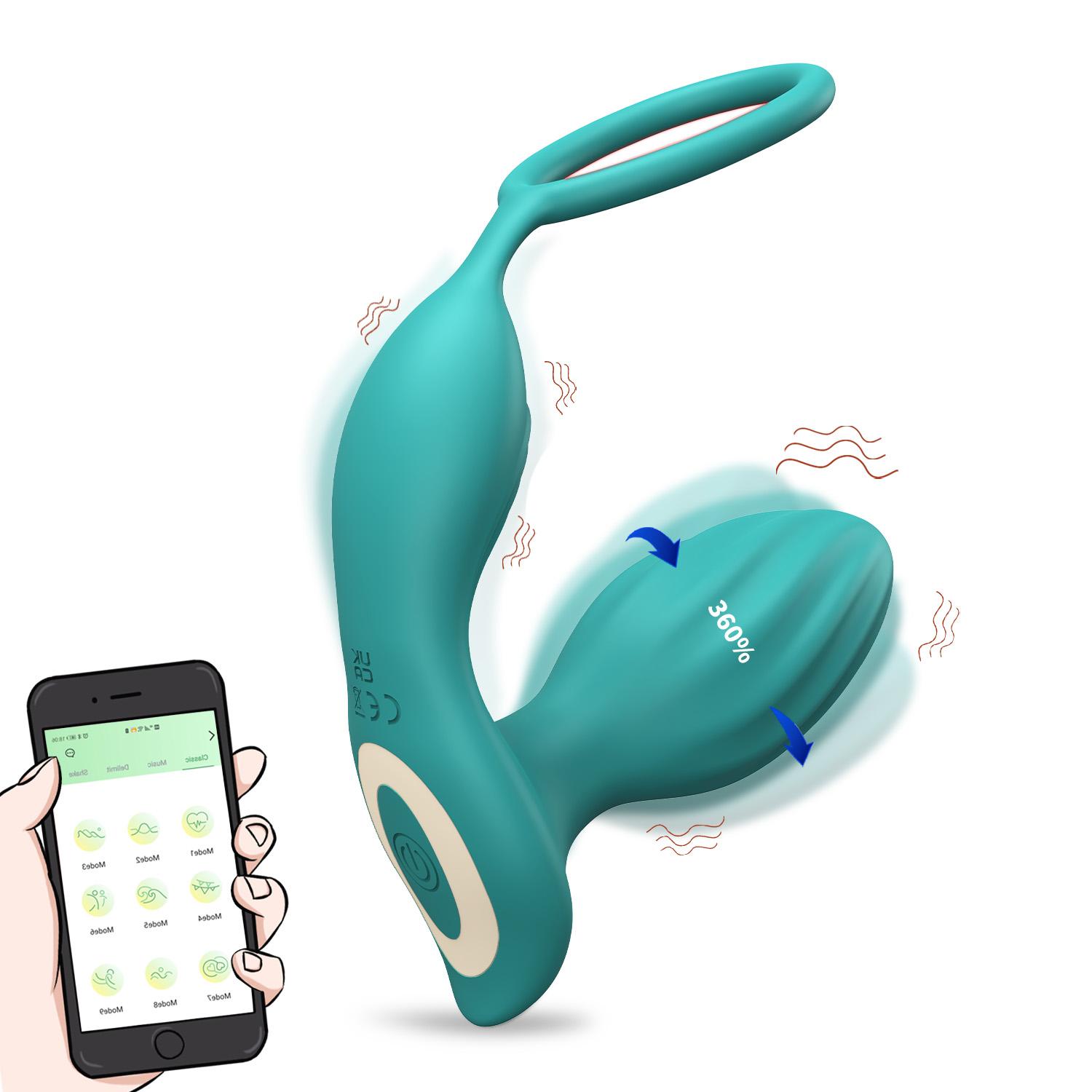 Multip Functions 3 In 1 Plug Massager Single Ring Rotation Vibrates The Plug For Male Prostate Massager Sex Toy 