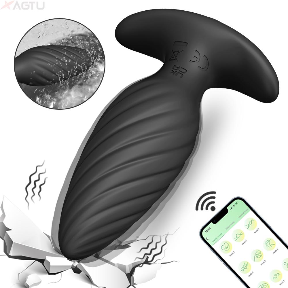 Silicone Anal Plug Butt Massager Prostate Vibrator Sex Toy For Men Women Electric App Control Anal Plug Toys