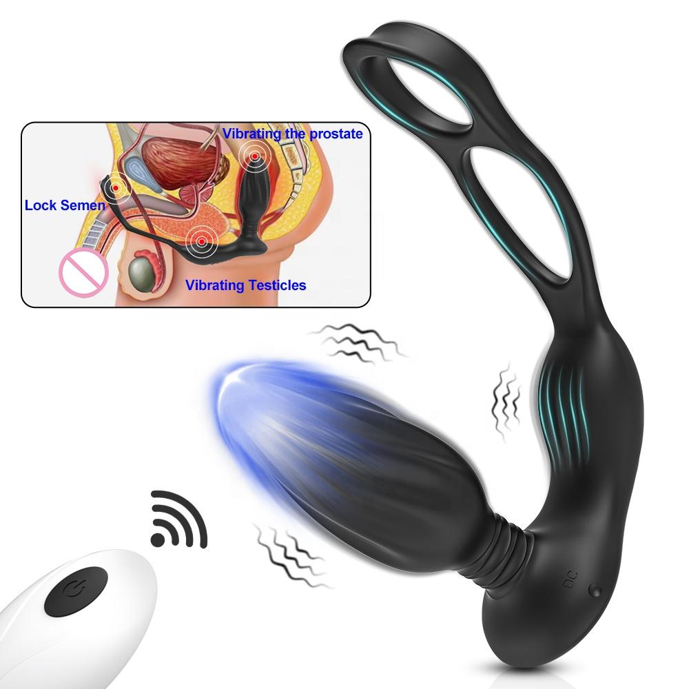   2 In 1 Silicone Penis Rings Anal Plug Vibrator Sex Toys For Woman Masturbator Butt Plug Anus Stimulator Toy