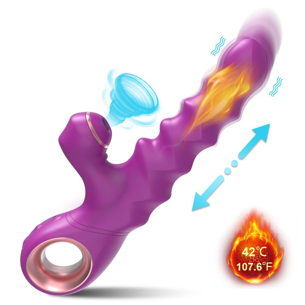 Auto Heating Powerful Vibration Thrusting Dildo Clitoral Massager G Spot Sucking Vibrator Sex Toys For Adult Women Pleasure