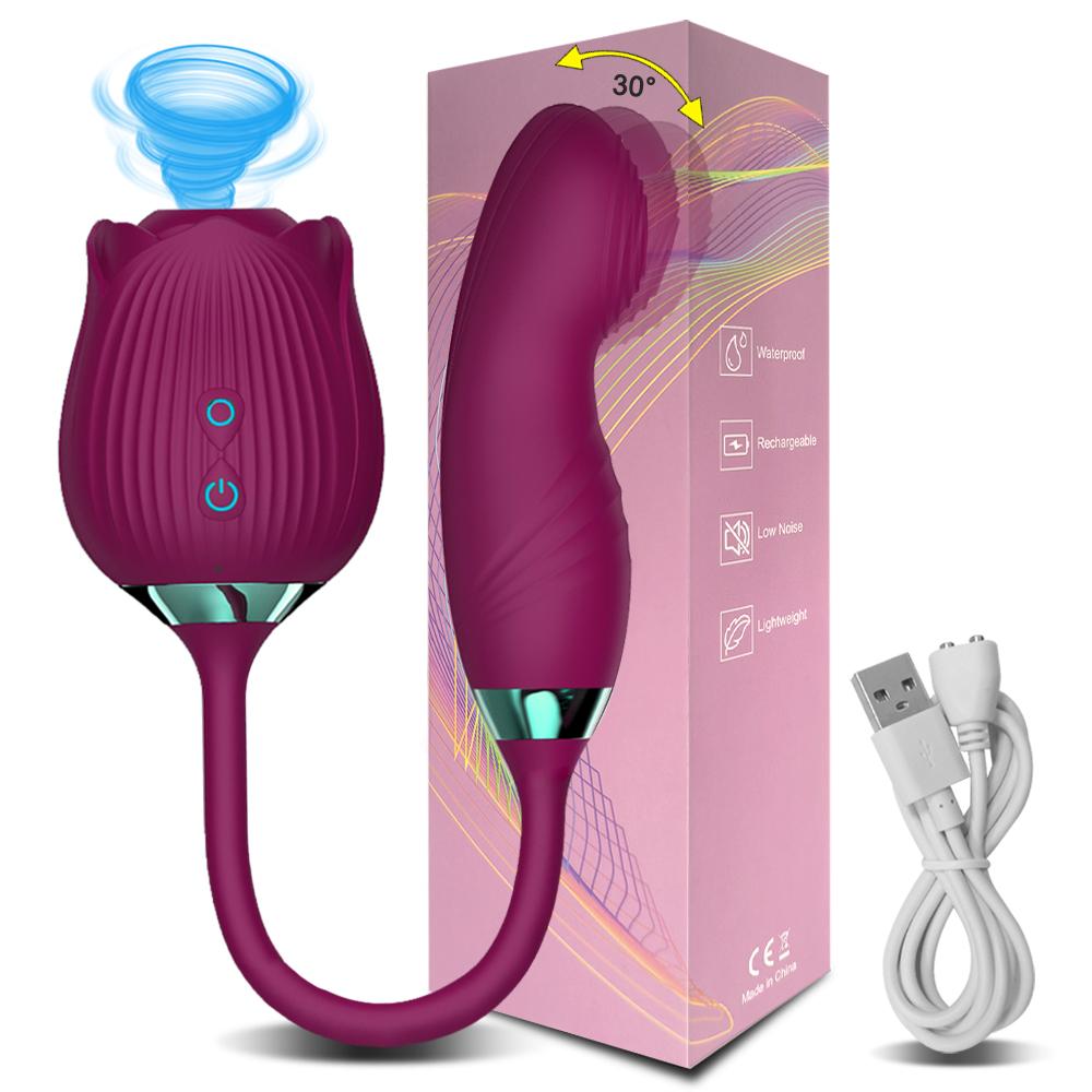 Female Nipple Clitoris Clit Sucker G Spot Vacuum Stimulator Dildo Women Finger Wiggle Powerful Rose Vibrator Sex Toy For Adult