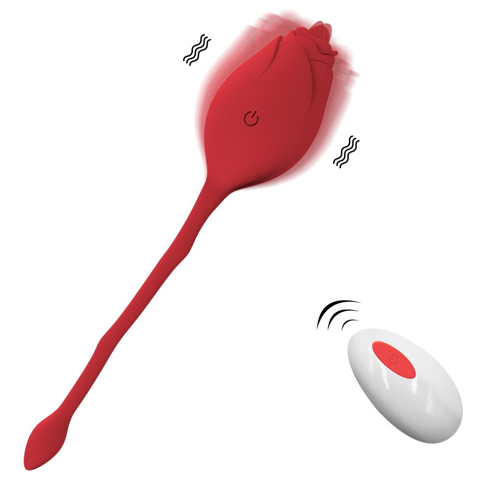 2 In 1 Rose Licking Vibration Remote Control G-spot Simulator Vaginal Ball Vibrating Love Egg Female Rose Masturbator Sex Toy