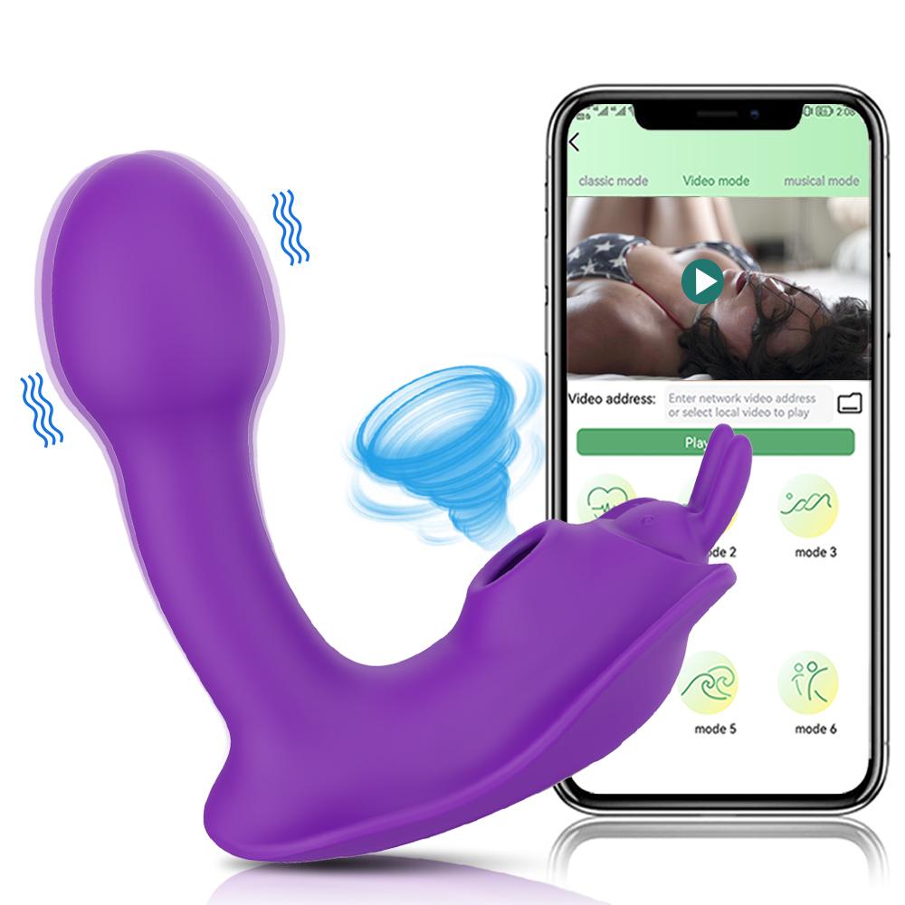 2-in-1 App Control Wearable Panty Vibrators Clit Sucking Butterfly Vibrator G-spot Stimulation Adult Toy For Women