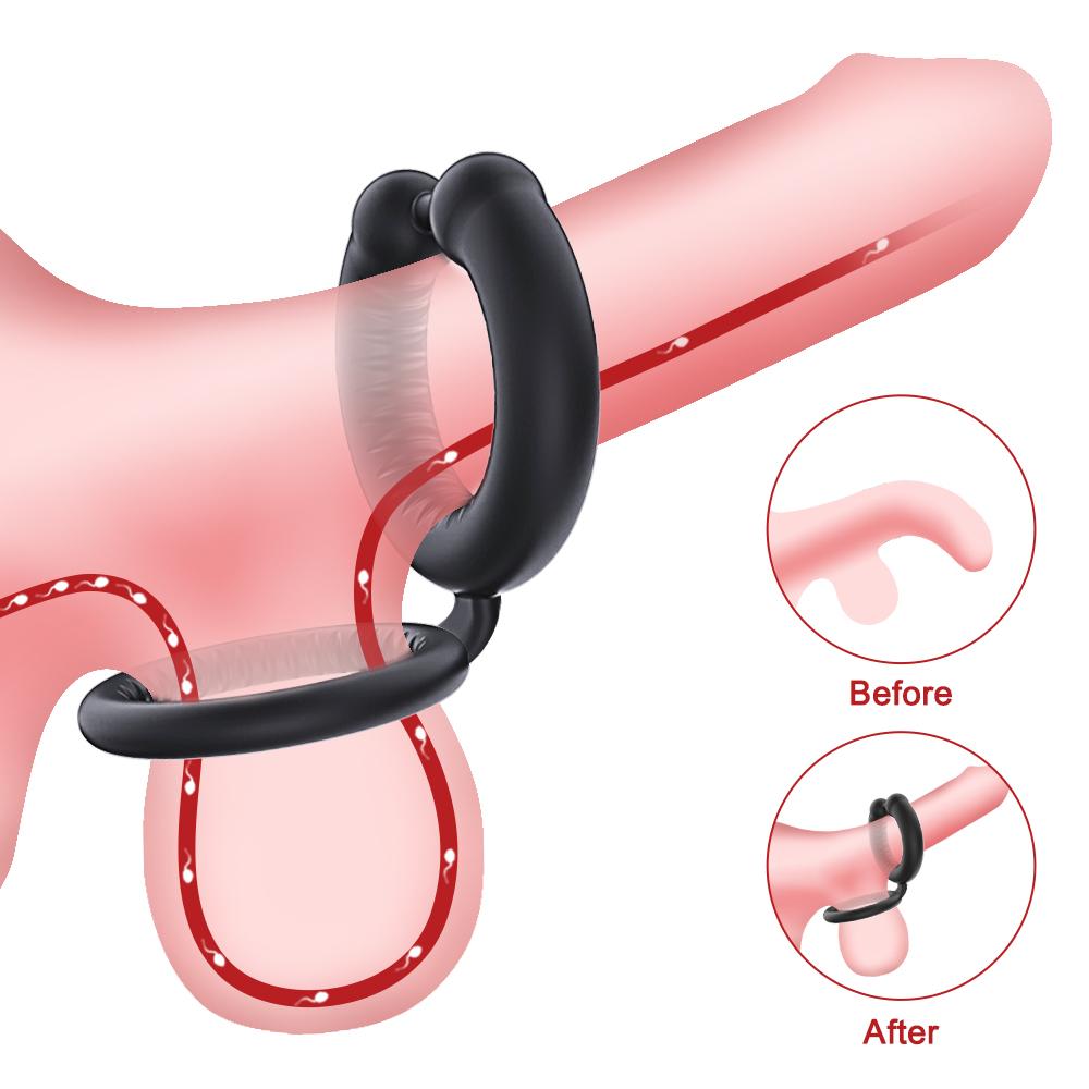 Men's Cock Ring Soft Stretch Material With Multiple Ways To Play Double Delay Ejaculation Dick Ring Sex Toys For Couples