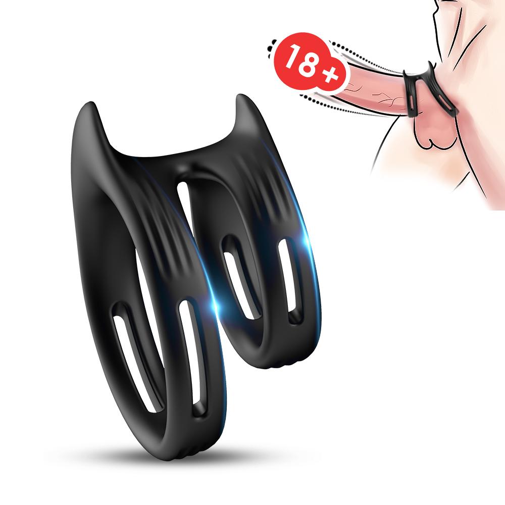Double Penis Rings For Stimulating Erection Penis Enlargement Hallow Design Silicone Cock Rings Sex Toys Adults For Men