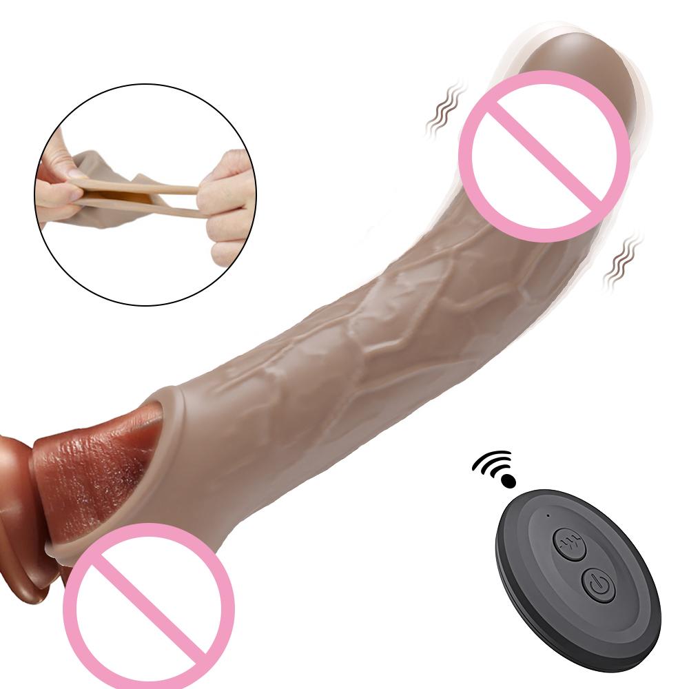  Realistic Penis Sleeve Extender Reusable Dildos Condom Delay Ejaculation Dick Enlargement Sex Toys For Men