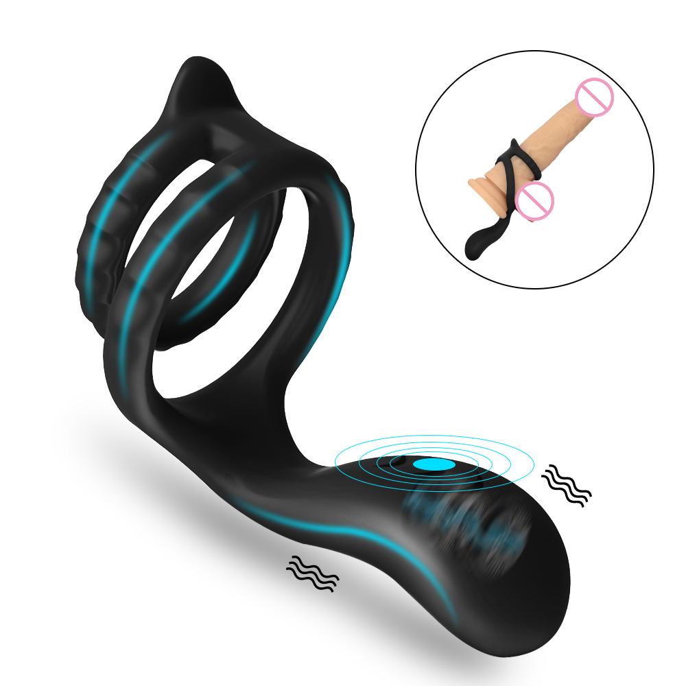 Hot Selling Silicone Double Ring Locking Fine Ring Delay Lasting Couples Sharing Delay Cock Ring