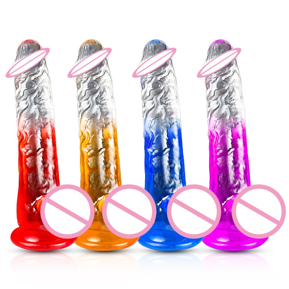   Realistic Dildo Colorful Dildo Tpe Penis Dildo Sex Toys For Adult Woman Masturbation With Suction Cup