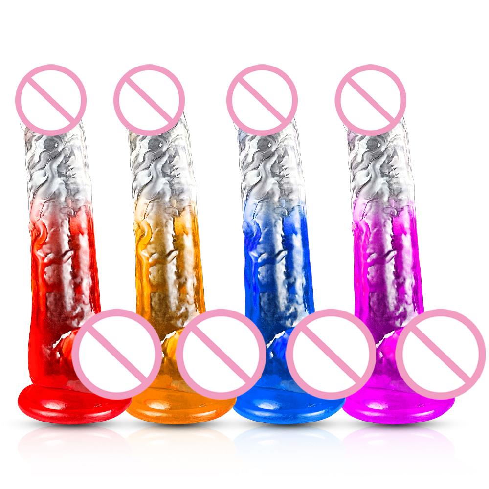 Jelly Dildo Huge Realistic Sex Male Toys Big Female Masturbation Dildos For Women Suction Cup Crystal Dildo 