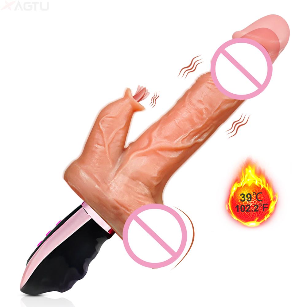 Remote Control Liquid Silicone Heating Modes Vibrating Dildo Penis Female Masturbator Sex Toys Dick Vibrators For Women