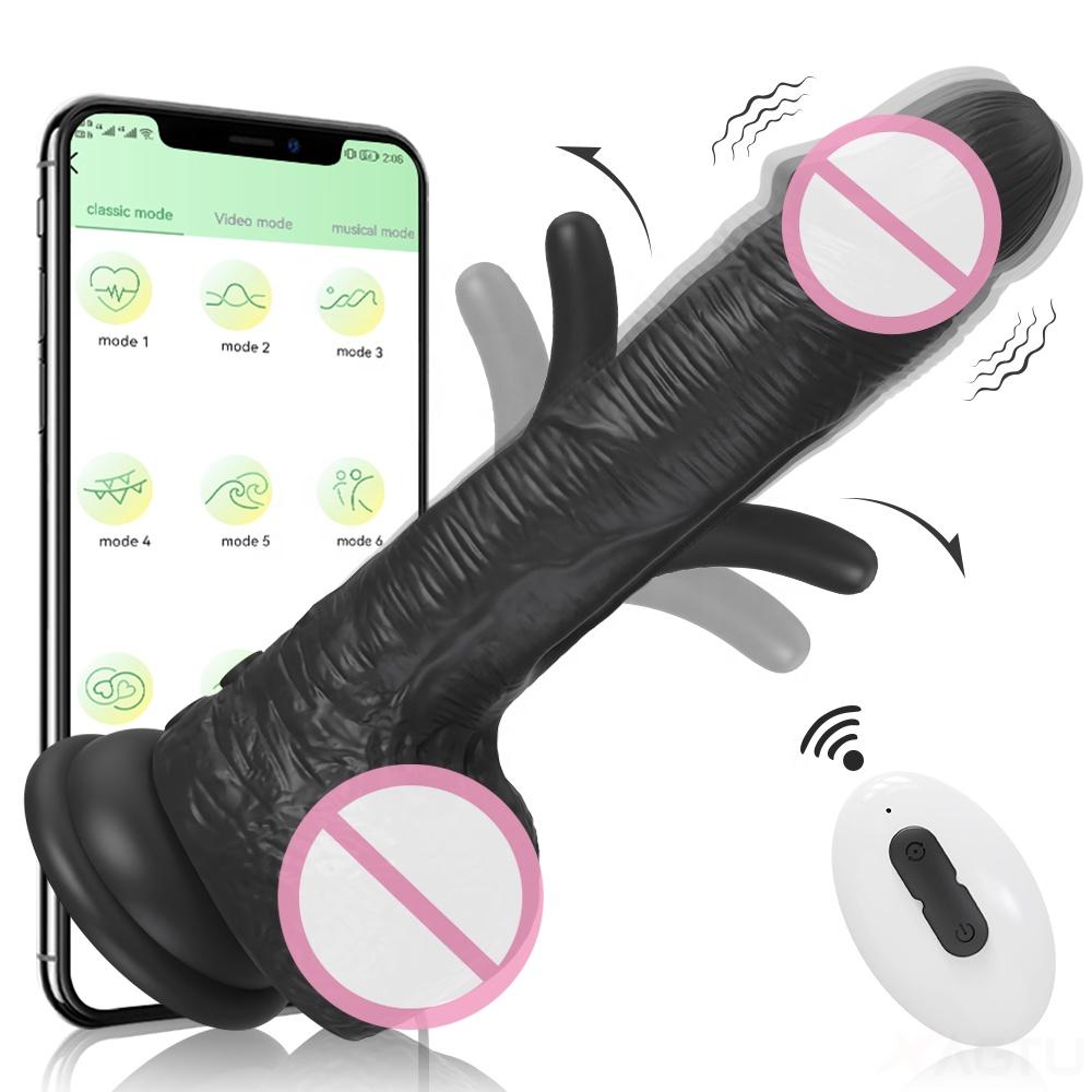   App Remote Control 2 In 1 Patting Liquid Silicone Dildos Vibrator Sex Toys For Women Masturbators Adult Toy