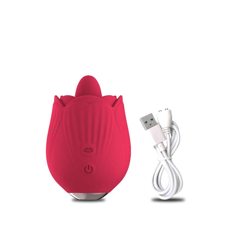 Rose Shape 2in1 Tongue Licking Vagina Sucking Vibrator Nipple Licking Clitoris Stimulation Powerful Masturbator Sex Toys