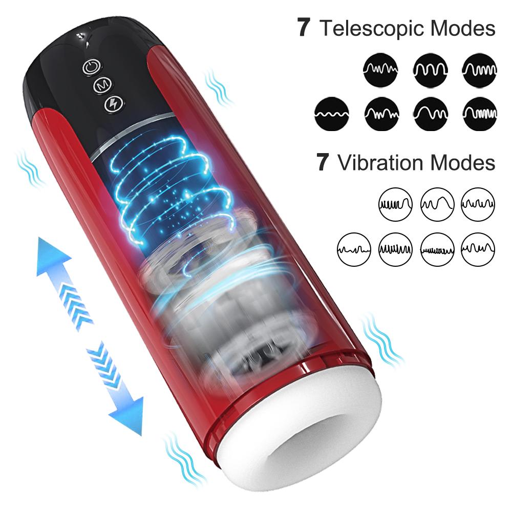 Us Warehouse 7 Telescopic And Vibration Mode Hands Free Masturbation Cup For Men Penis Stimulation