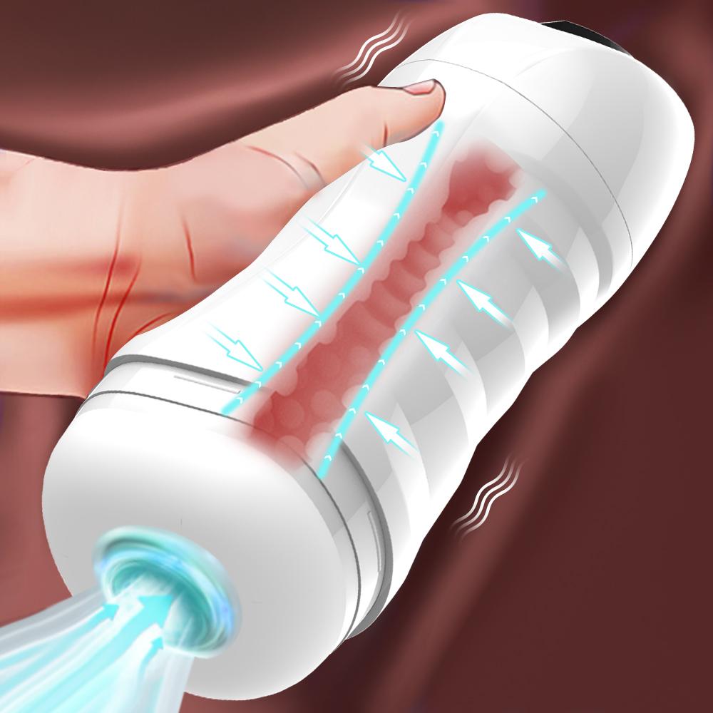 5 Sucking Blowing And 10 Vibration Soft Material Simulation Vaginal Texture Modes Masturbation Cup For Men
