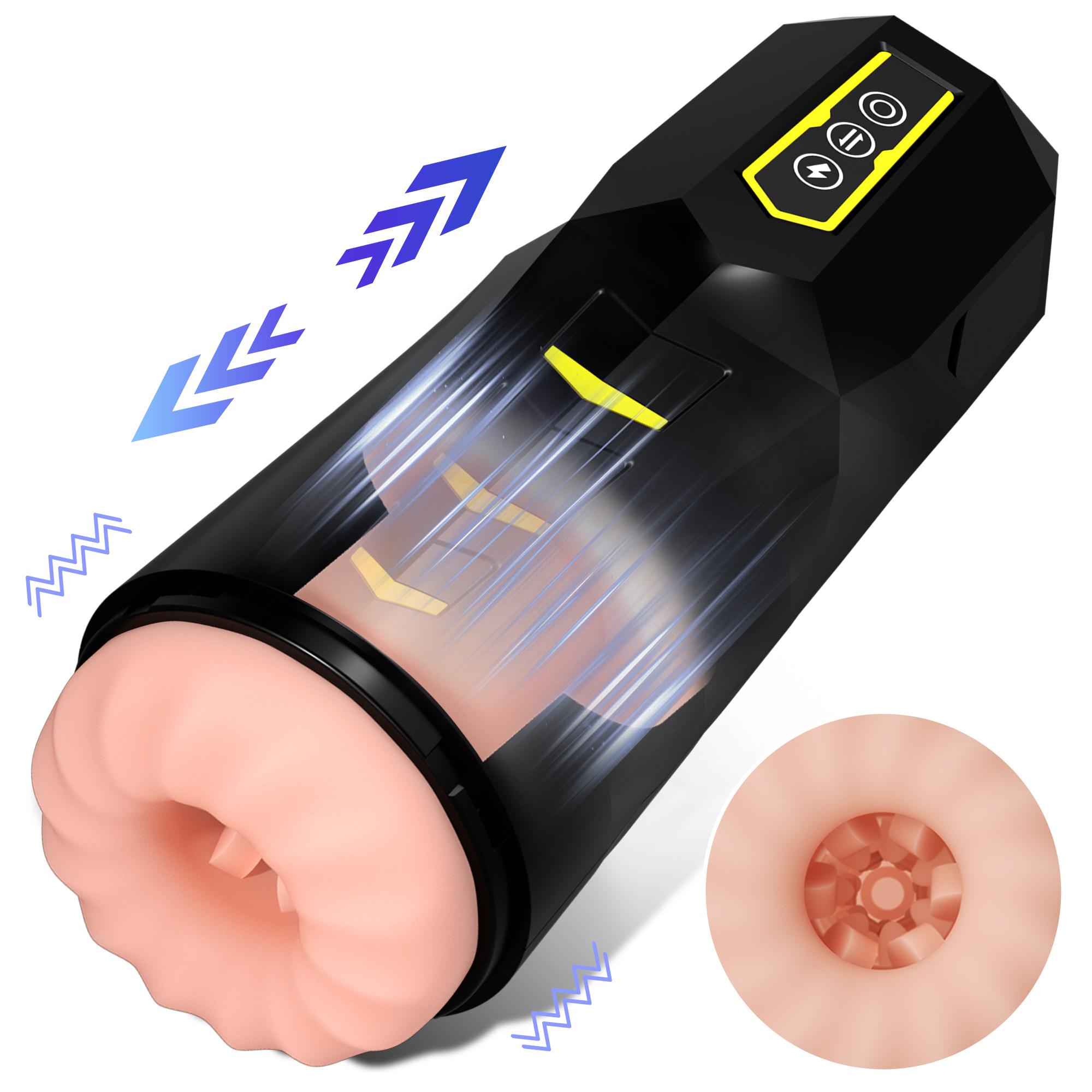 9 Vibrating And Thrusting One Click Storm Mode Hands Free Masturbation Cup Massager For Men