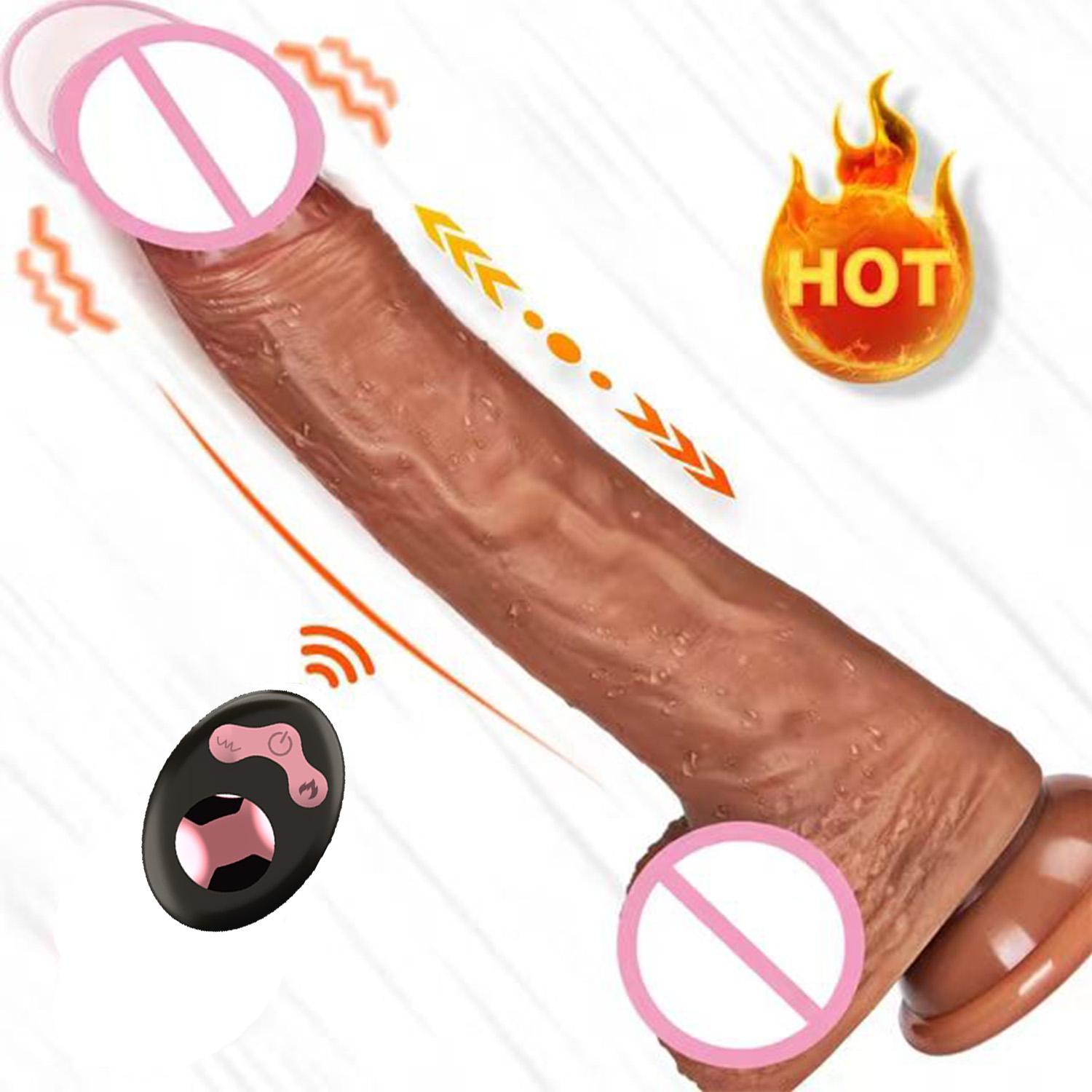 Super Realistic Silicone Dildo Strong Telescopic Heating Vibrator For Women G Spot Massager Big Dick Penis Adult Sex Erotic Toy