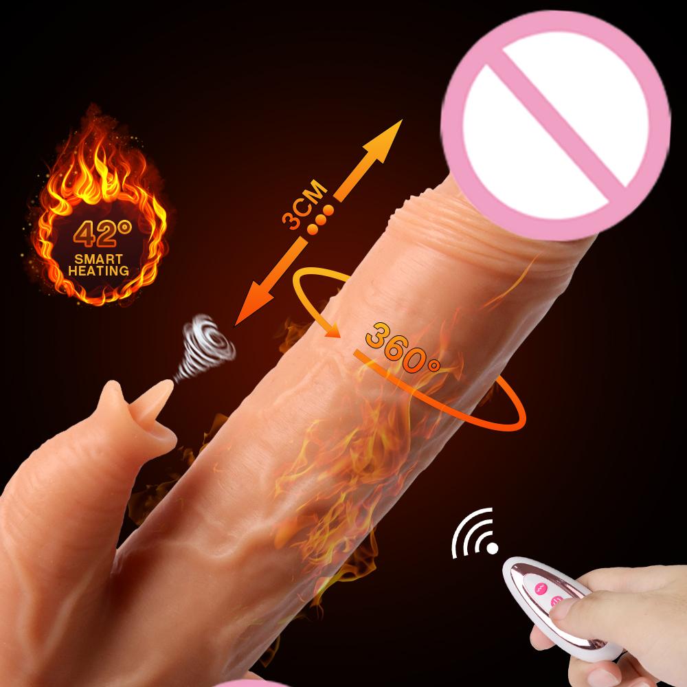 Wireless Remote Control Heating Telescopic Realistic Vibrating Dildos Tongue Licking Swing Dildo For Women Sex Masturbation