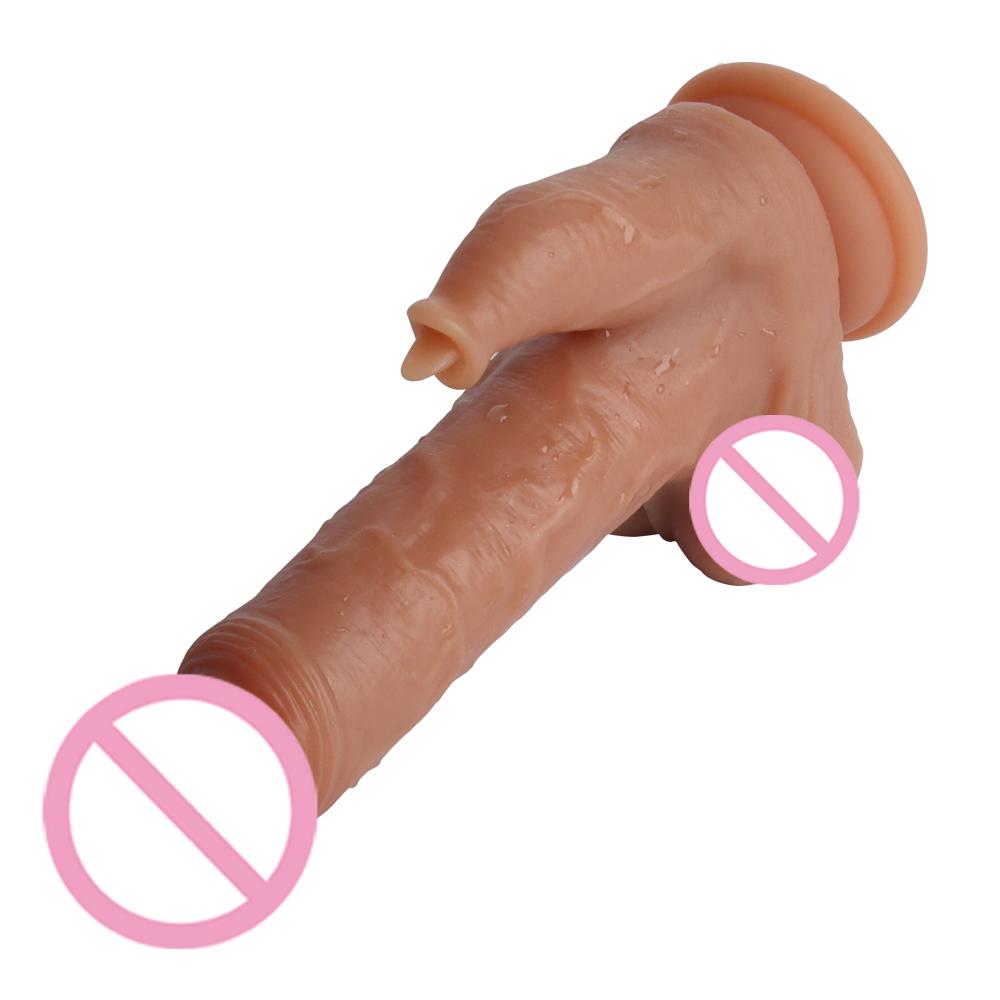 Telescopic Silicon Dildo Realistic Heating Rotating Tongue Licking Vibrators Dildo For Women