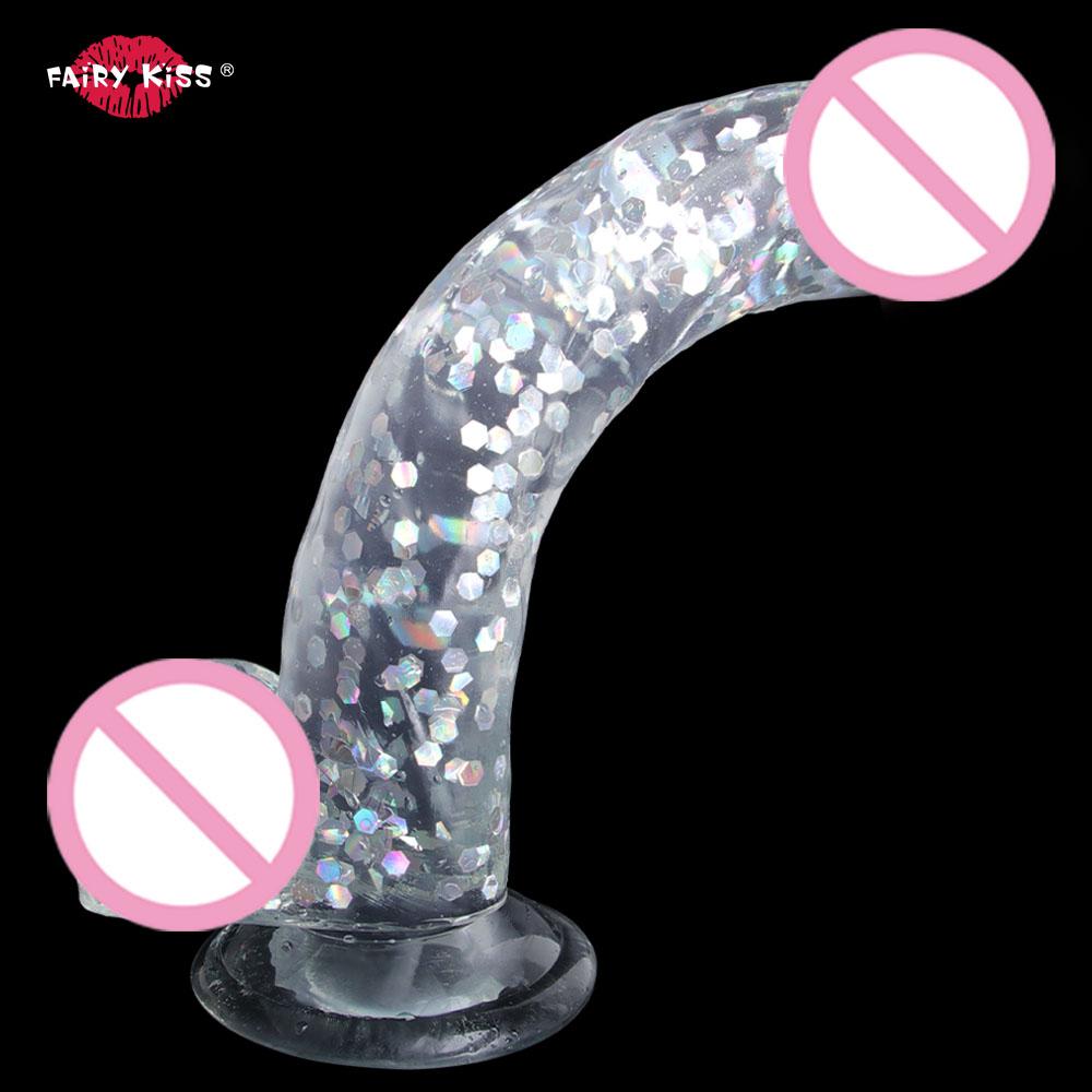 Jelly Penis Phallus Dildo Transparent Crystal Dildo Simulation Penis Crystal Dildo Lifelike Powerful Sucker Sex Toy