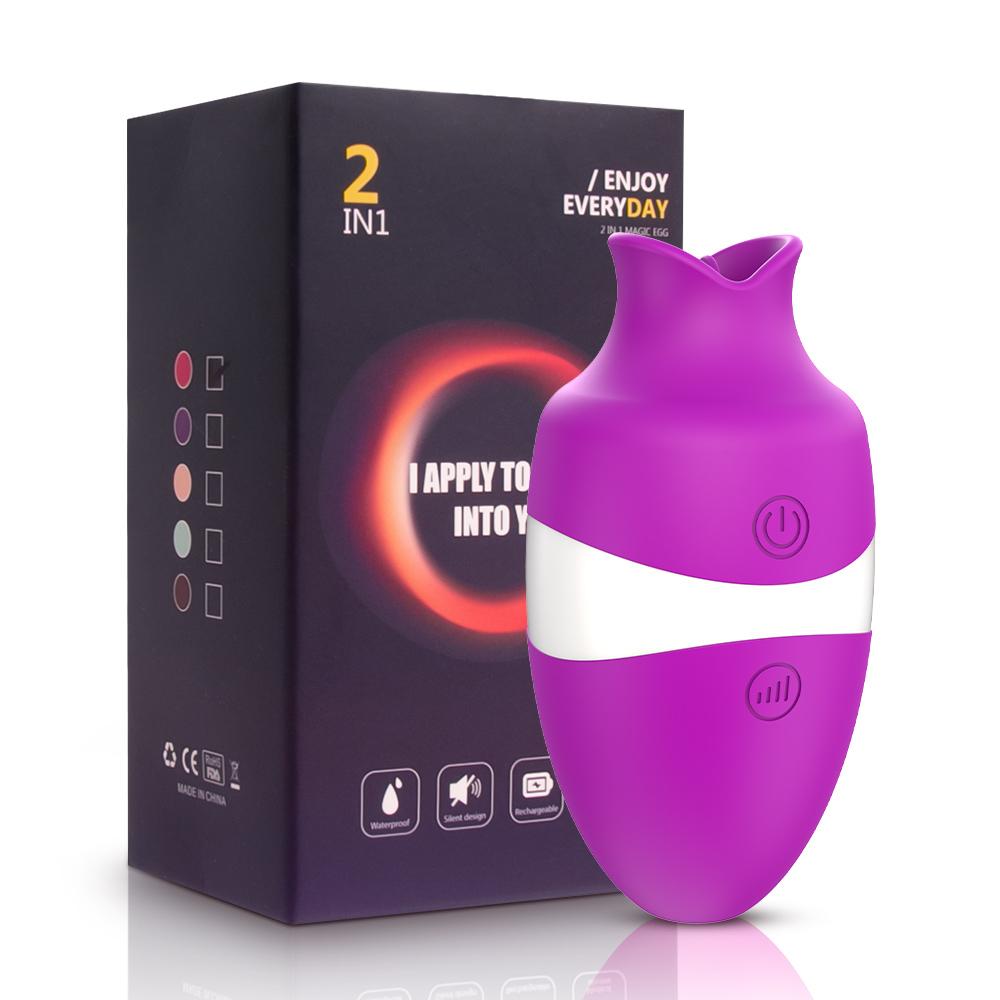 2 Ln 1 Tongue Licking & Sucking Clitoris Vibrator For Women Female G Spot Clitoral Stimulator Vibro Sex Toys Goods For Adult