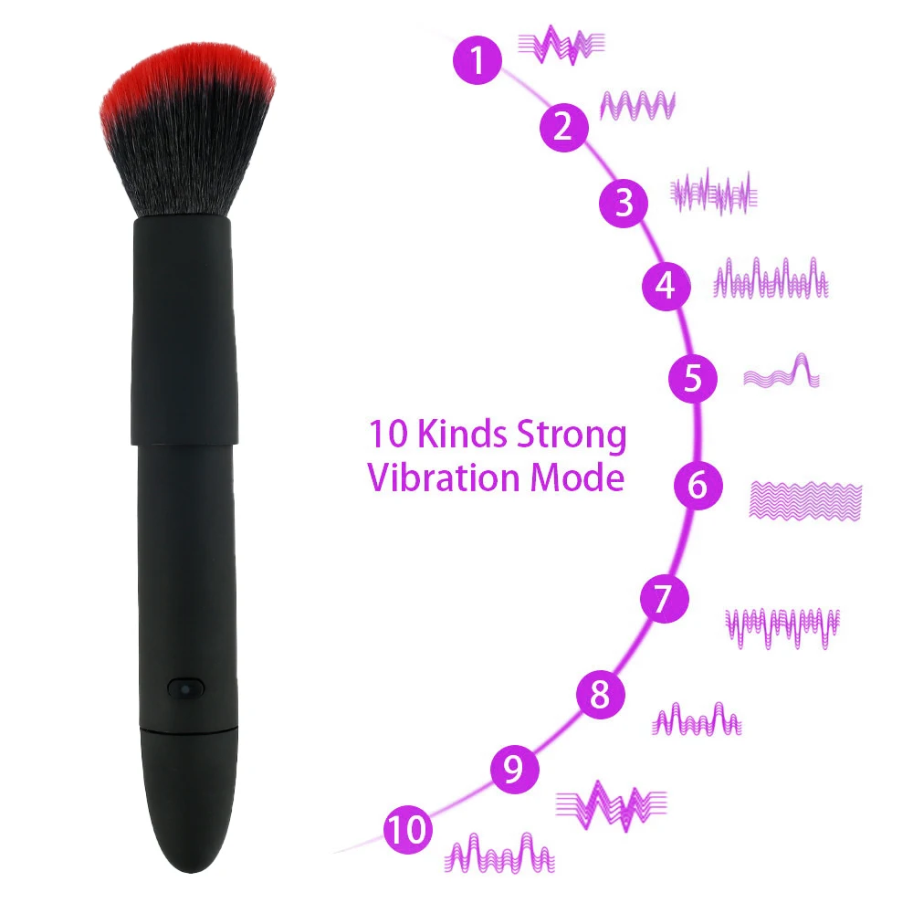 Wholesale Travel Electric Rechargeable Soft Brushes G Spot Dildo Vibration Makeup Brush Vibrator For Women