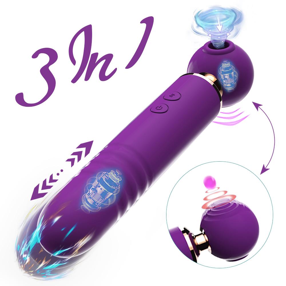 3 In 1 Av Wand Vibrator Clitoris Stimulator Thrusting G Spot Dildo Massager Girl Sex Toys Wanita For Women Couple Adult Market