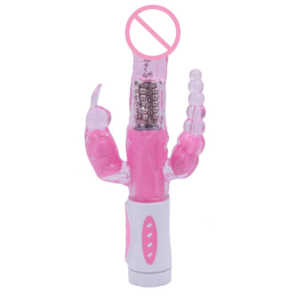 Factory Price Women Sex Toy Vibrator Rabbit Vibrator Rotation Function Triple Head Vaginal Vibrator