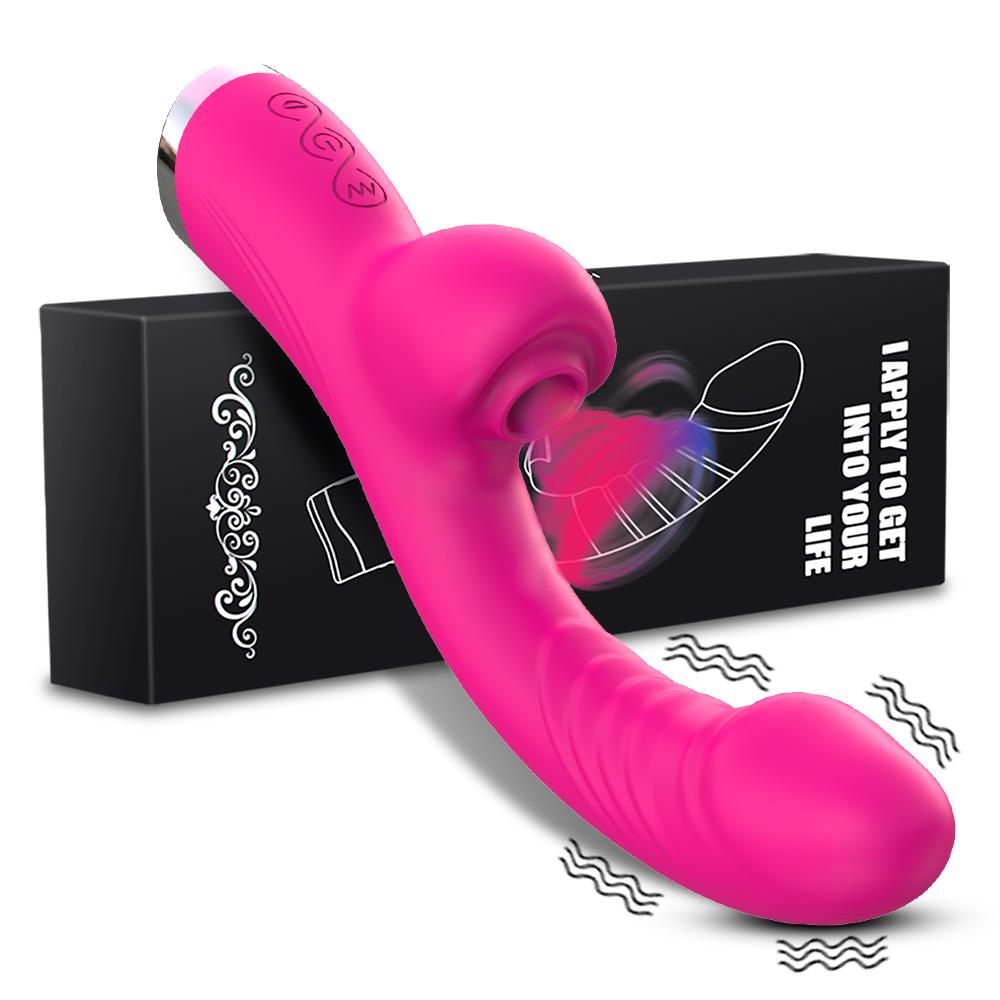 Oem New Arrival Adult Sex Toy For Women Body Safe Silicone With G Spot Licking Function 2 In 1 Sucking Sex Vibrator For Women