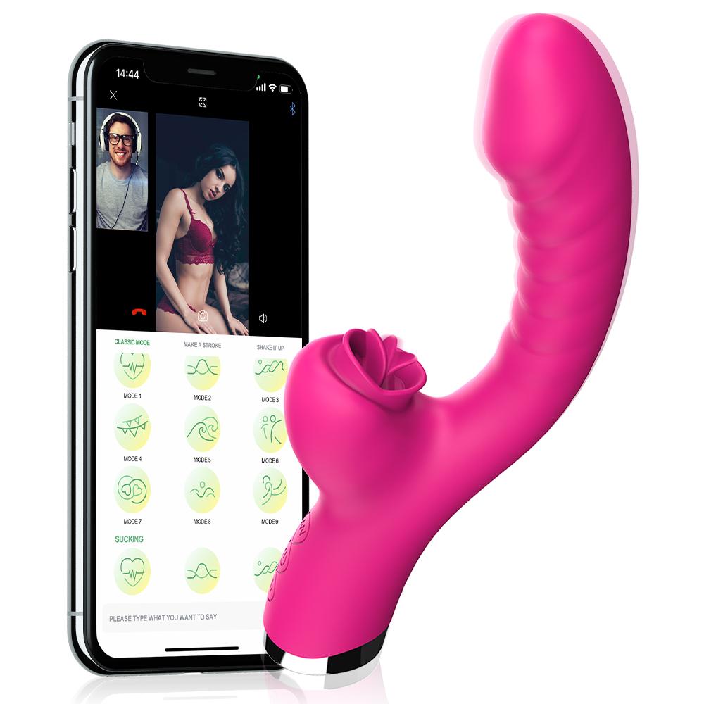 2 In 1 Tongue Licking Dildo Vibrator Adult Sex Toys App Remote Control For Women G Spot Clitoris Stimulator With 9 Licking Modes
