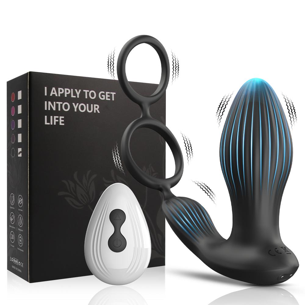 Male Prostate Massage Remote Anal Vibrator 10 Speeds Delay Ejaculation Ring Testis Stimulate Anus Plug Butt Adult Sex Toys 18+