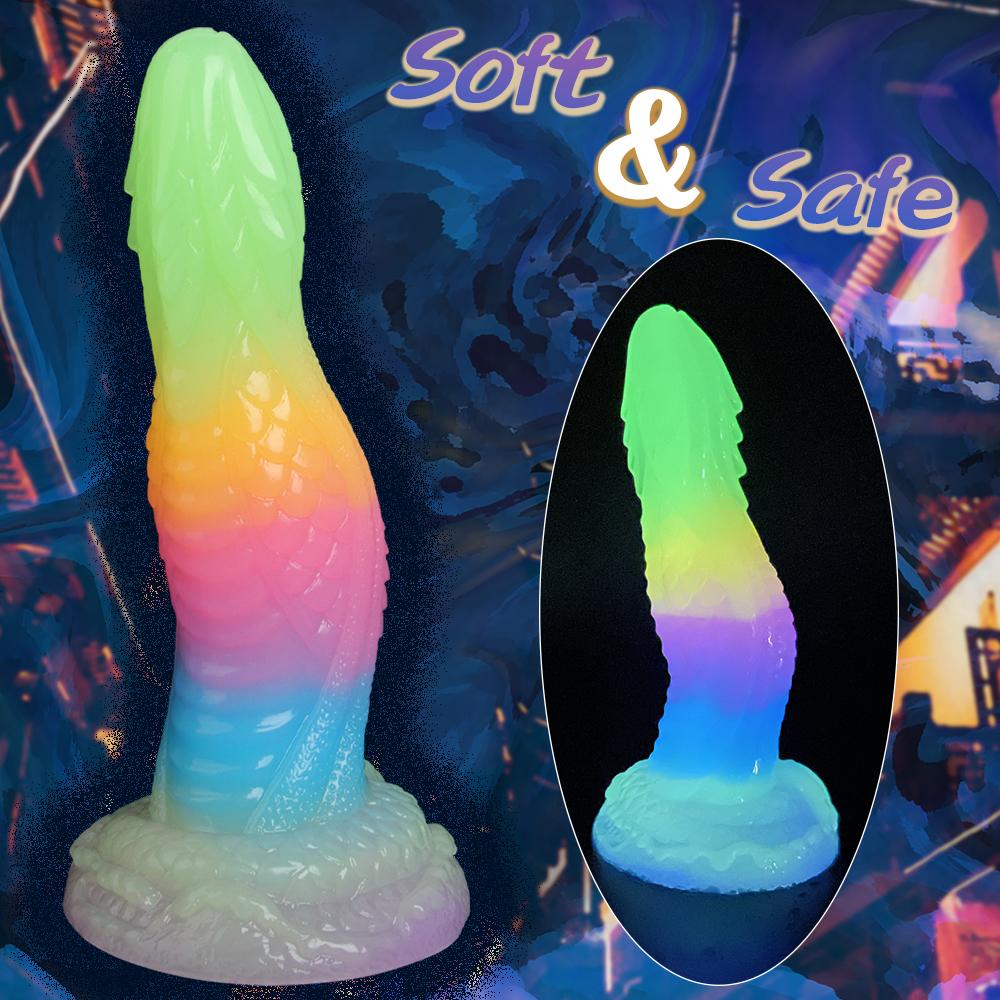 Soft Glow In The Dark Monster Dildo Artificial Sucker Big Penis Anal Sexy Toys Color Anus Dlido Ass Plug Female Adult Sex Toys