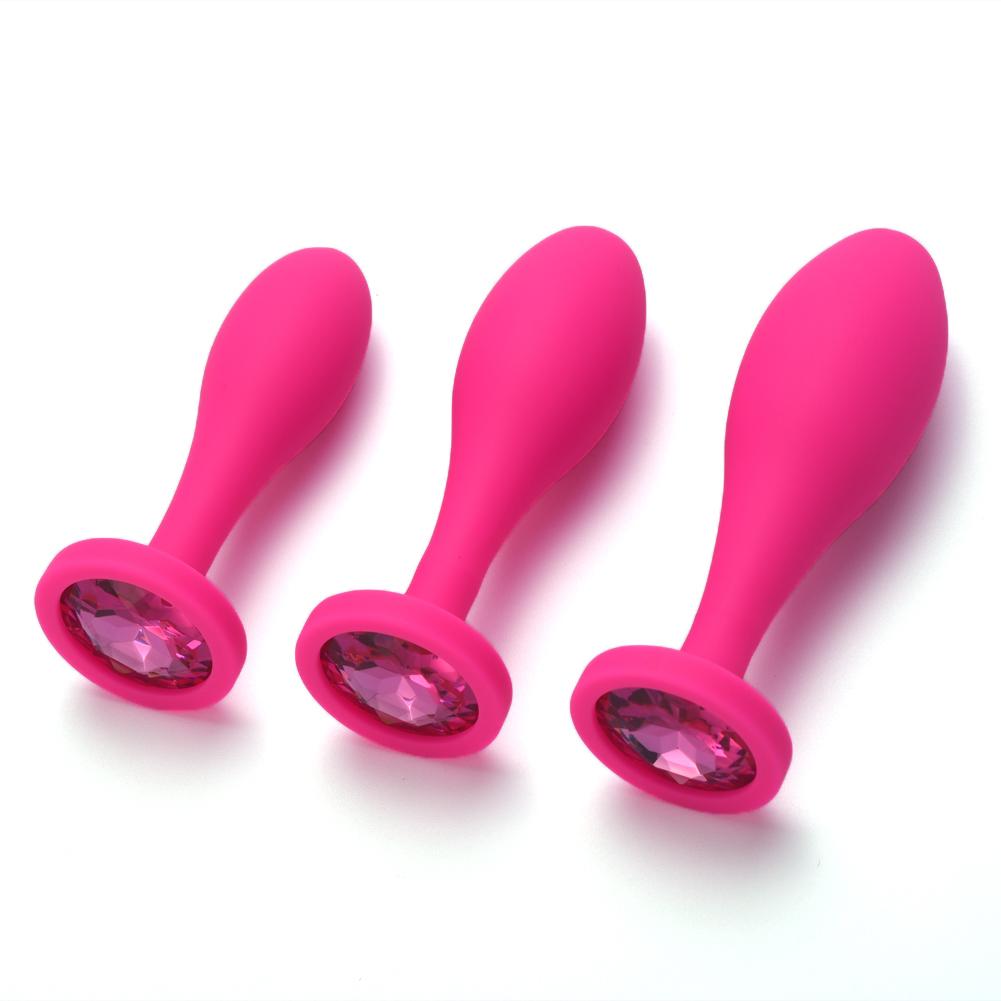 Silicone Anal Dilator Anal Plug Jewel Butt Plug Black Red Pink Rosy Small Medium Anal Play For Women Sex Toys