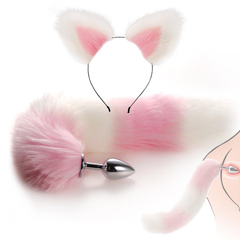 Fox Tail Butt Plug Set With Hairpin Sex Toys For Couple Cosplay Stainless Smooth Steel But Anus Anal Plug Kit Butplug Adult Game