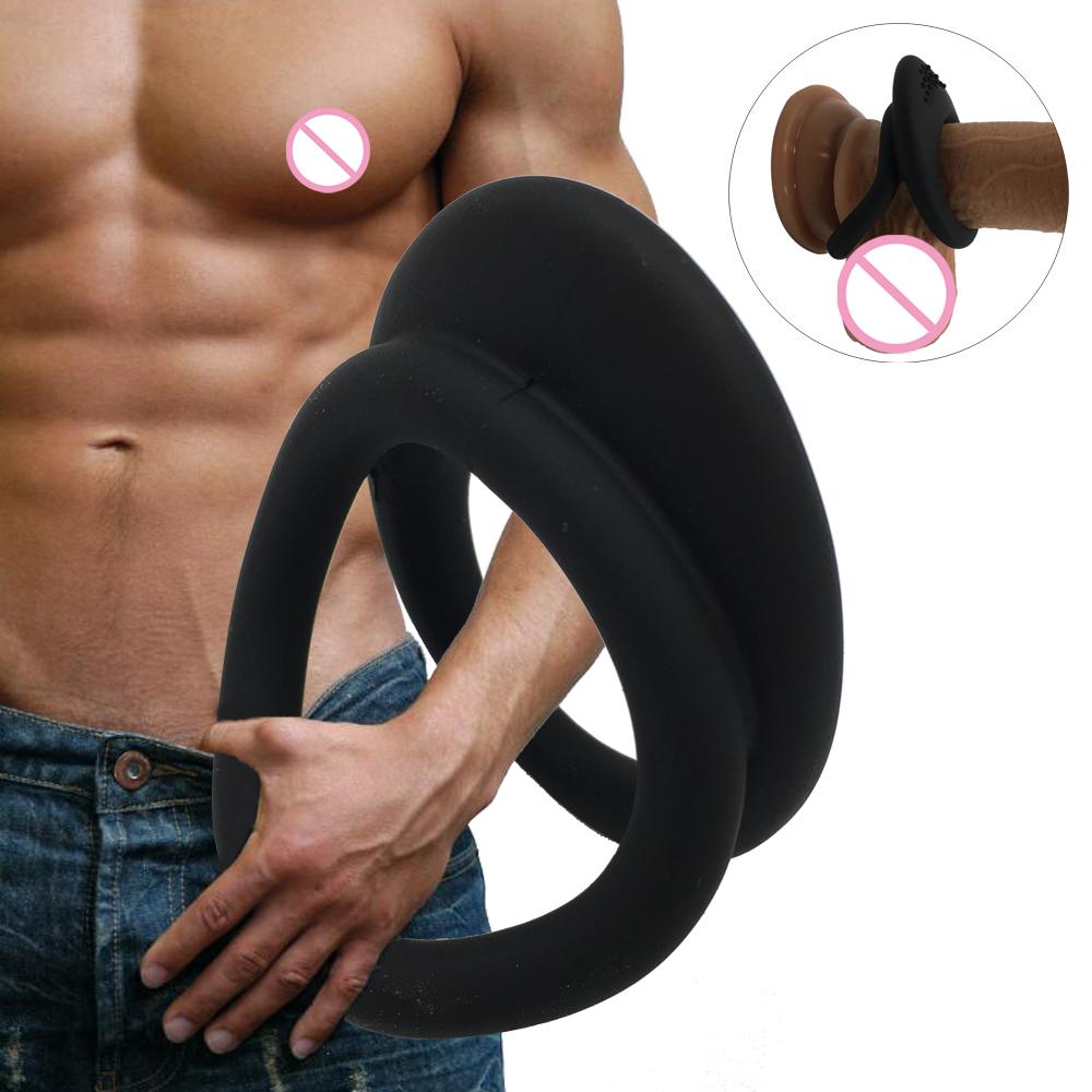 Silicone Penis Rings Sex Shop For Men Enlargement Condoms Double Bondage Erection Time Delay Extender Cock Ring Male Sex Toys